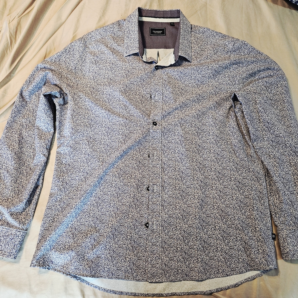7 Diamonds Blue and White Patterned Shirt